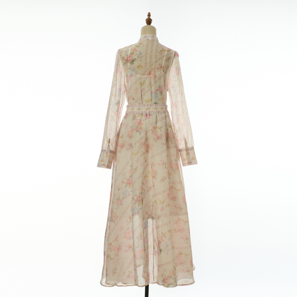 Long printing colors buckle diamond elegant skirt a set