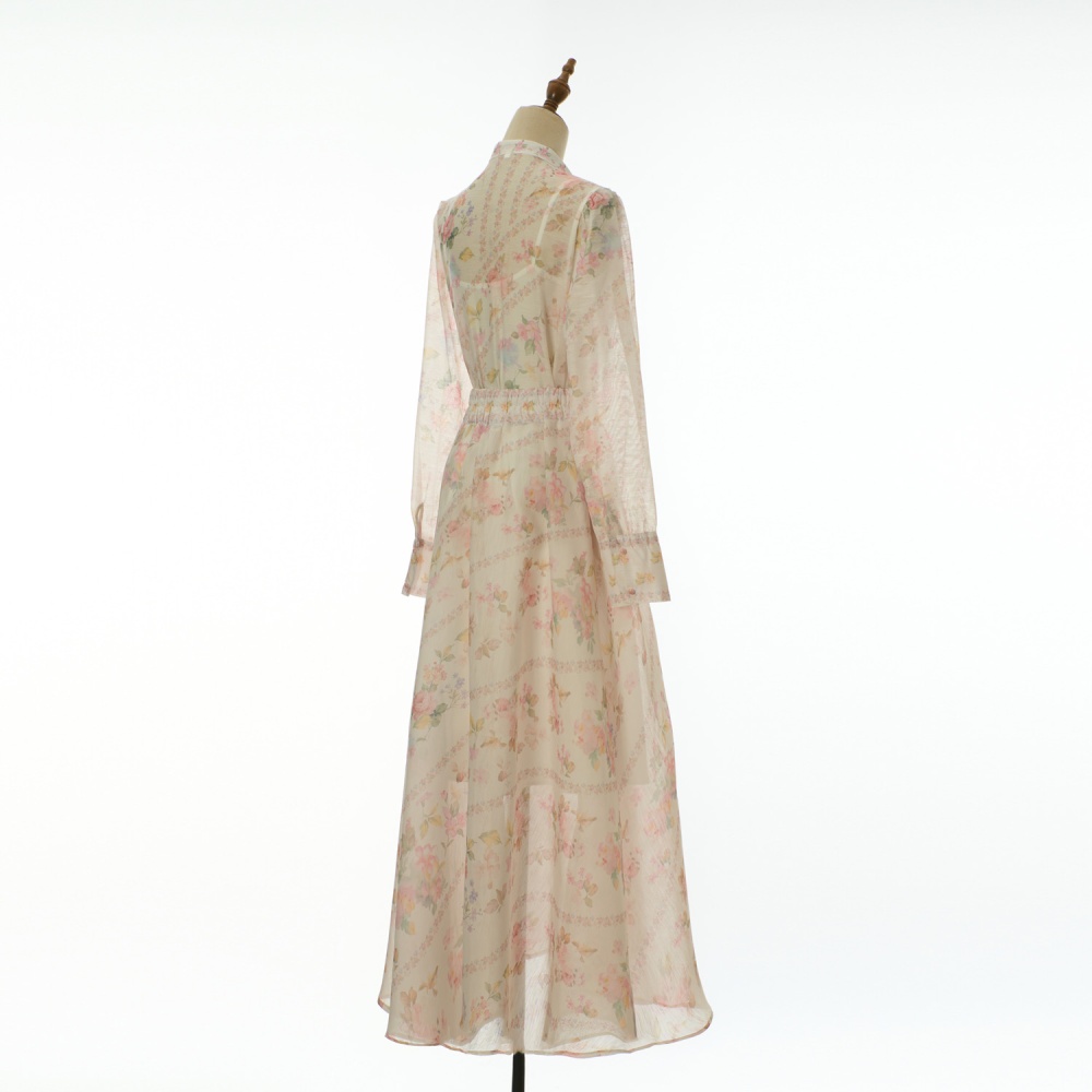 Long printing colors buckle diamond elegant skirt a set