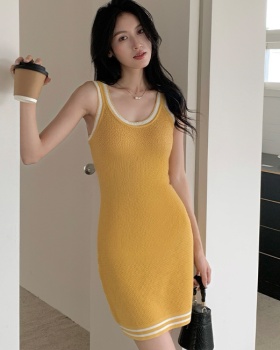 Knitted temperament dress small fellow T-back for women