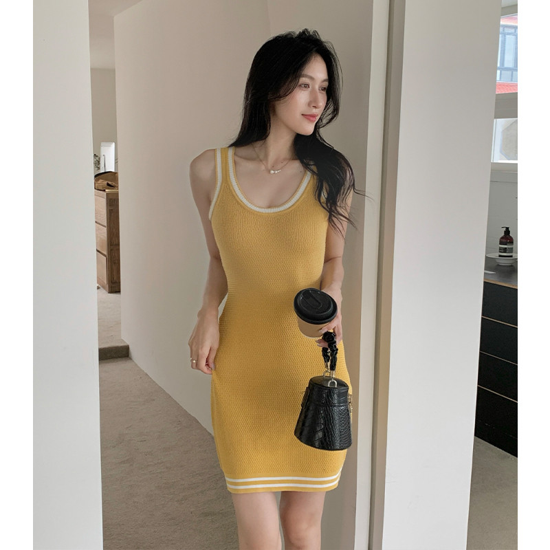 Knitted temperament dress small fellow T-back for women