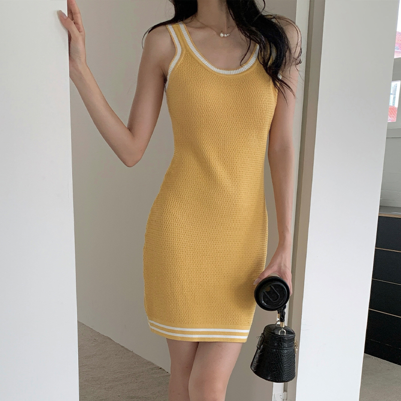 Knitted temperament dress small fellow T-back for women