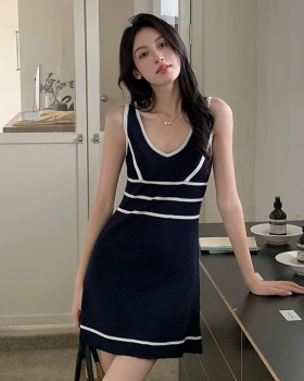 Pinched waist summer dress chanelstyle vest for women