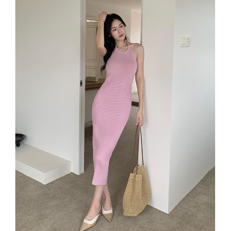 Summer purple tender niche halter dress for women