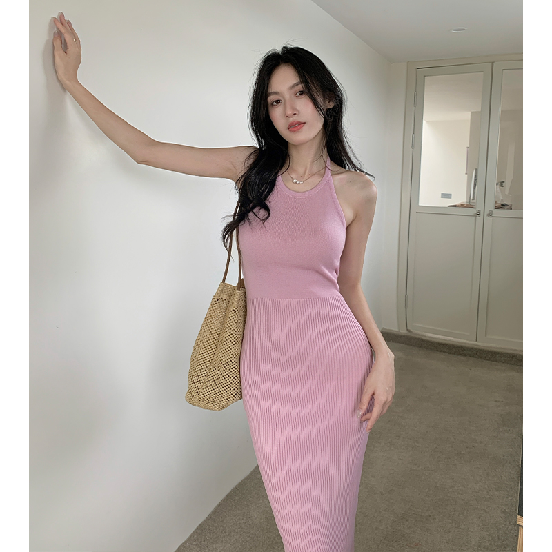 Summer purple tender niche halter dress for women