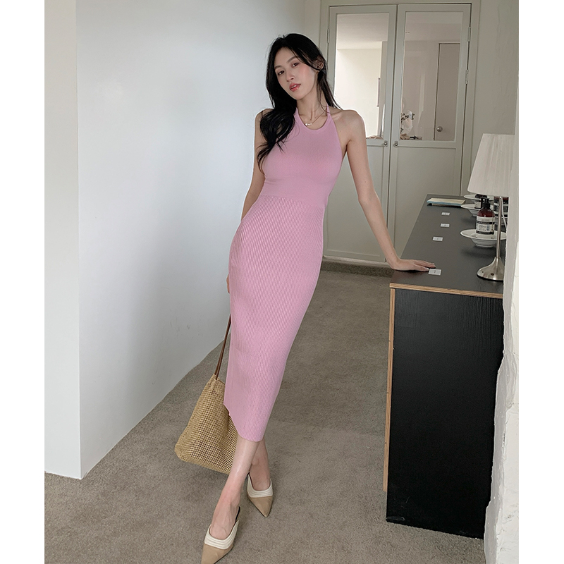 Summer purple tender niche halter dress for women