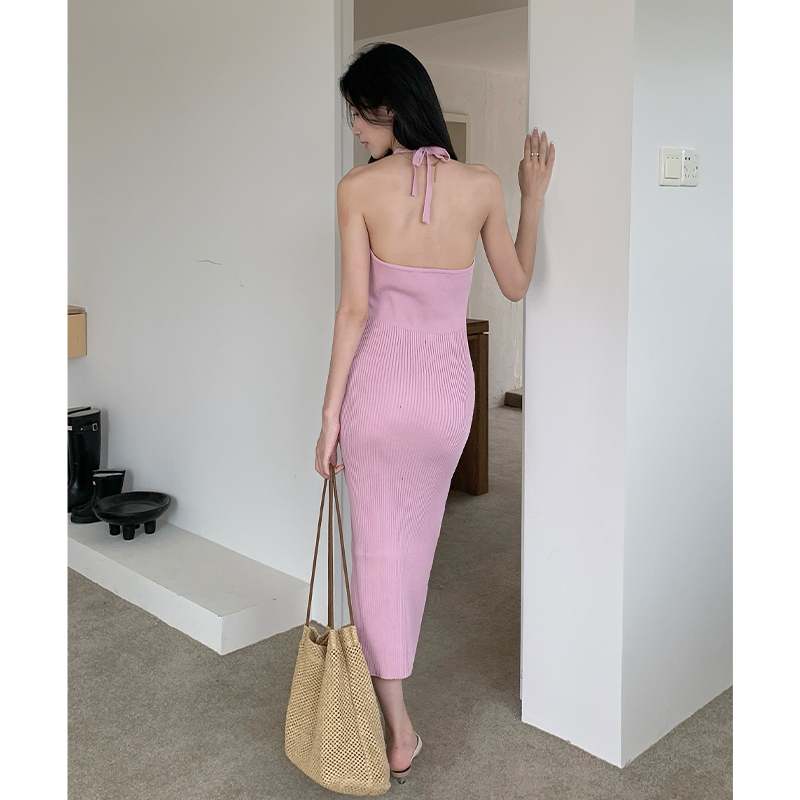 Summer purple tender niche halter dress for women