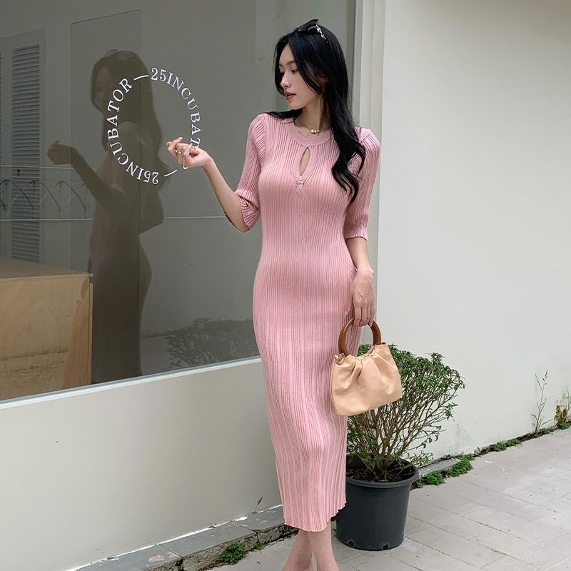 France style dress knitted long dress for women