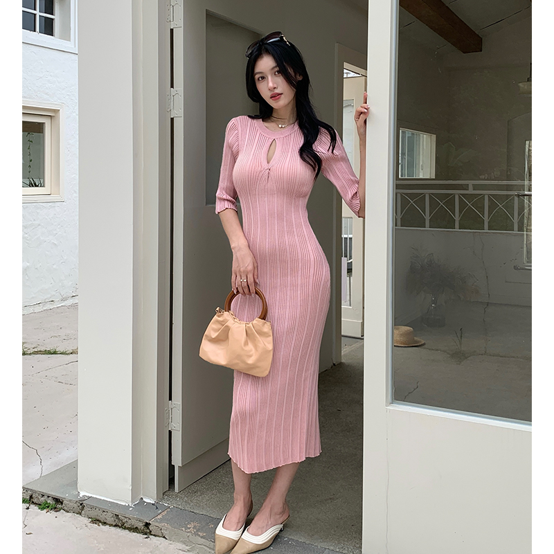 France style dress knitted long dress for women