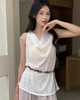 Simple France style vest sleeveless tops for women