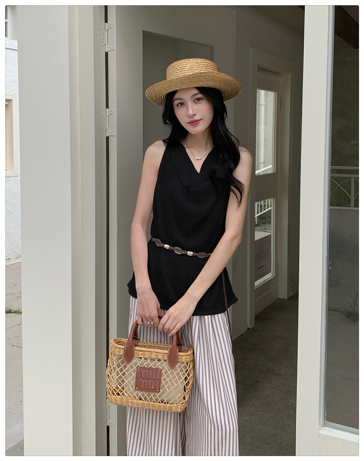 Simple France style vest sleeveless tops for women
