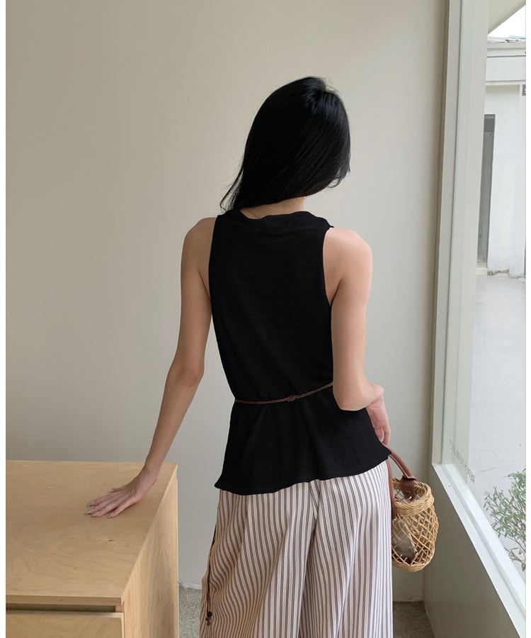 Simple France style vest sleeveless tops for women
