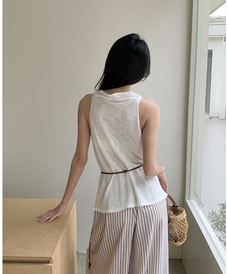 Simple France style vest sleeveless tops for women