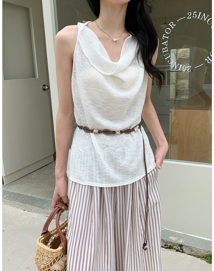 Simple France style vest sleeveless tops for women