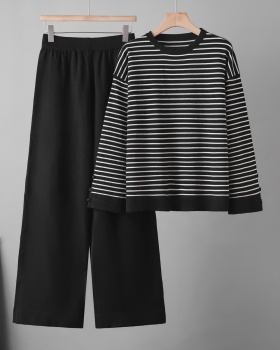 Autumn and winter tops wide leg pants 2pcs set for women