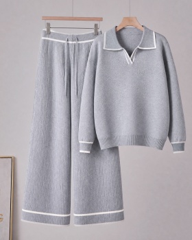Slim Casual high waist sweater 2pcs set for women