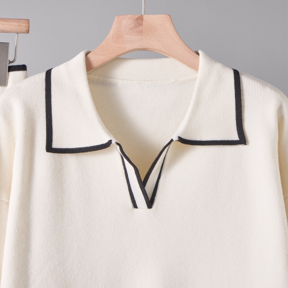 Slim Casual high waist sweater 2pcs set for women