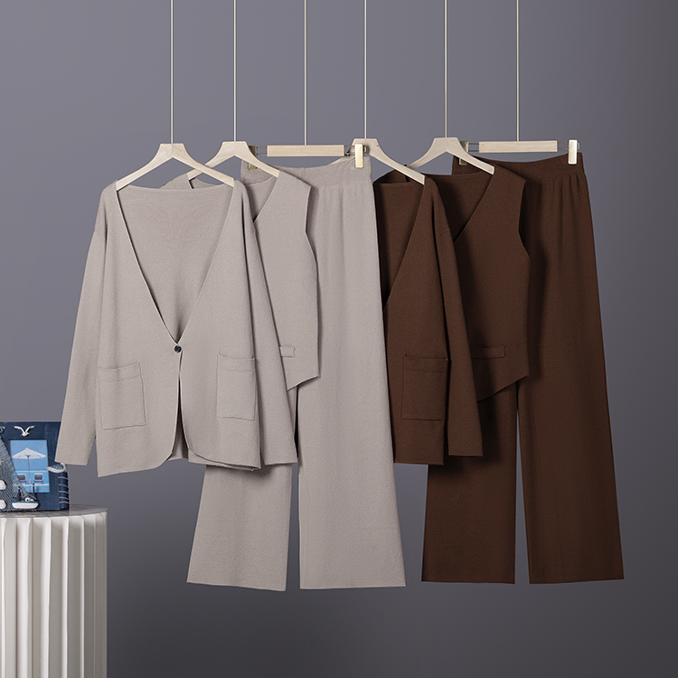 Wears outside waistcoat Casual sweater 3pcs set