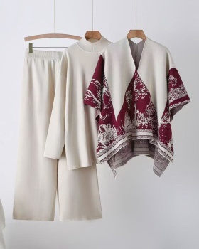 Autumn and winter sweater loose pants 3pcs set for women