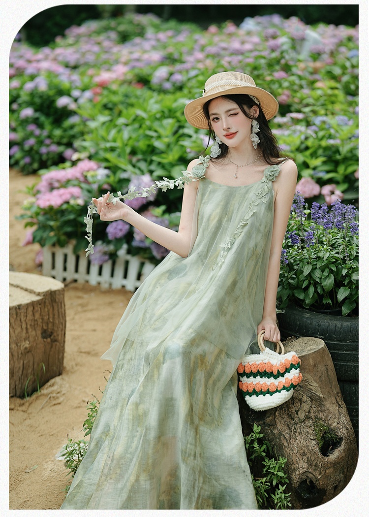 Vacation long dress island flair dress 2pcs set