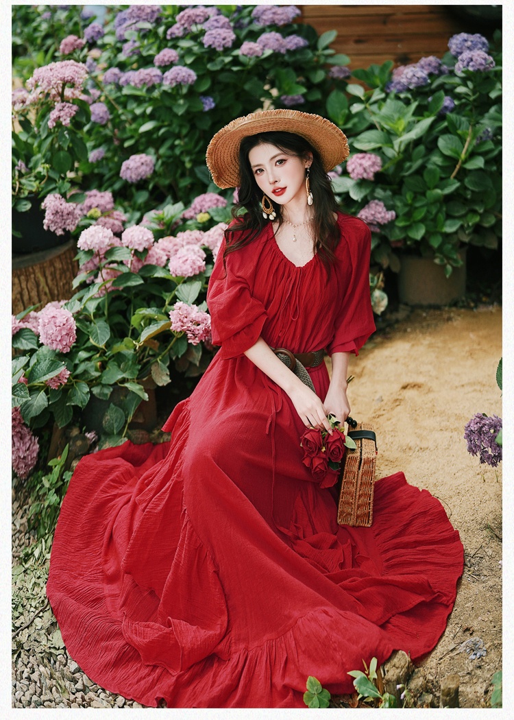 Adjustable strapless long dress retro France style dress