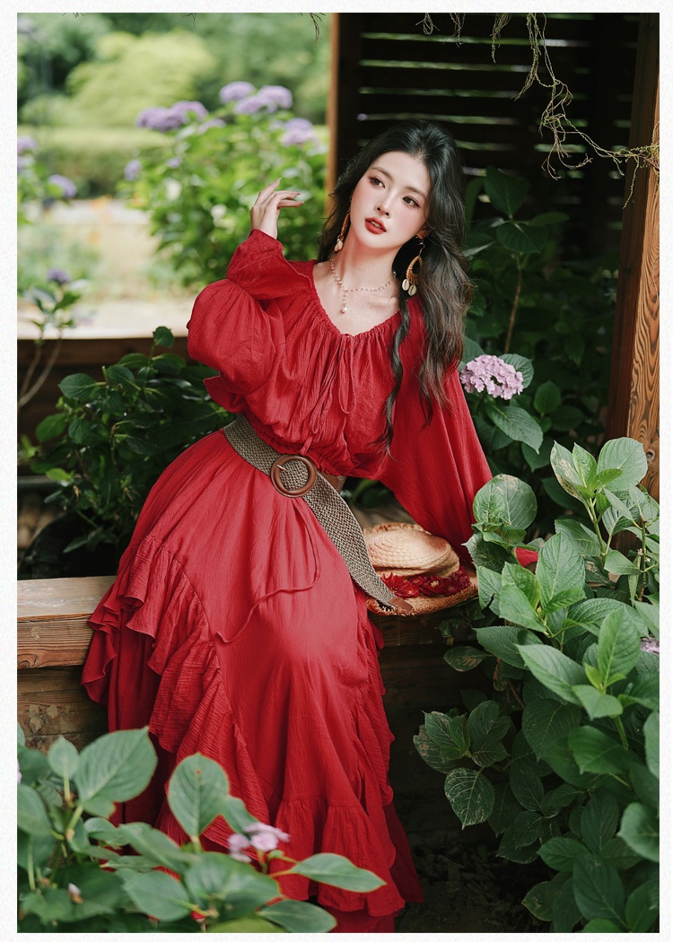 Adjustable strapless long dress retro France style dress