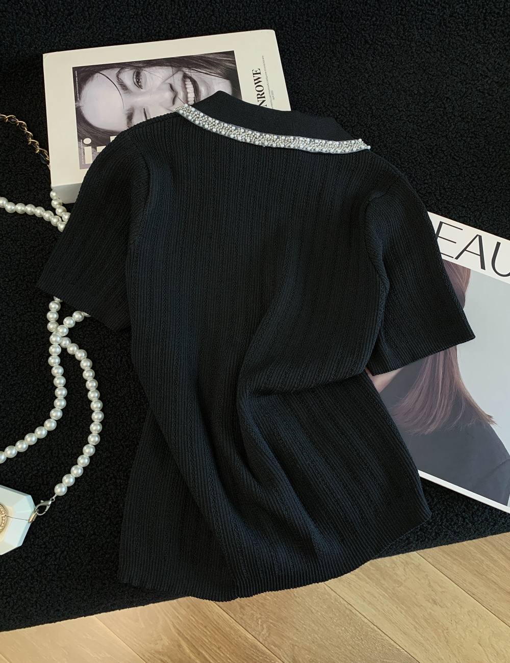 Chanelstyle bow cardigan short sleeve sweater for women