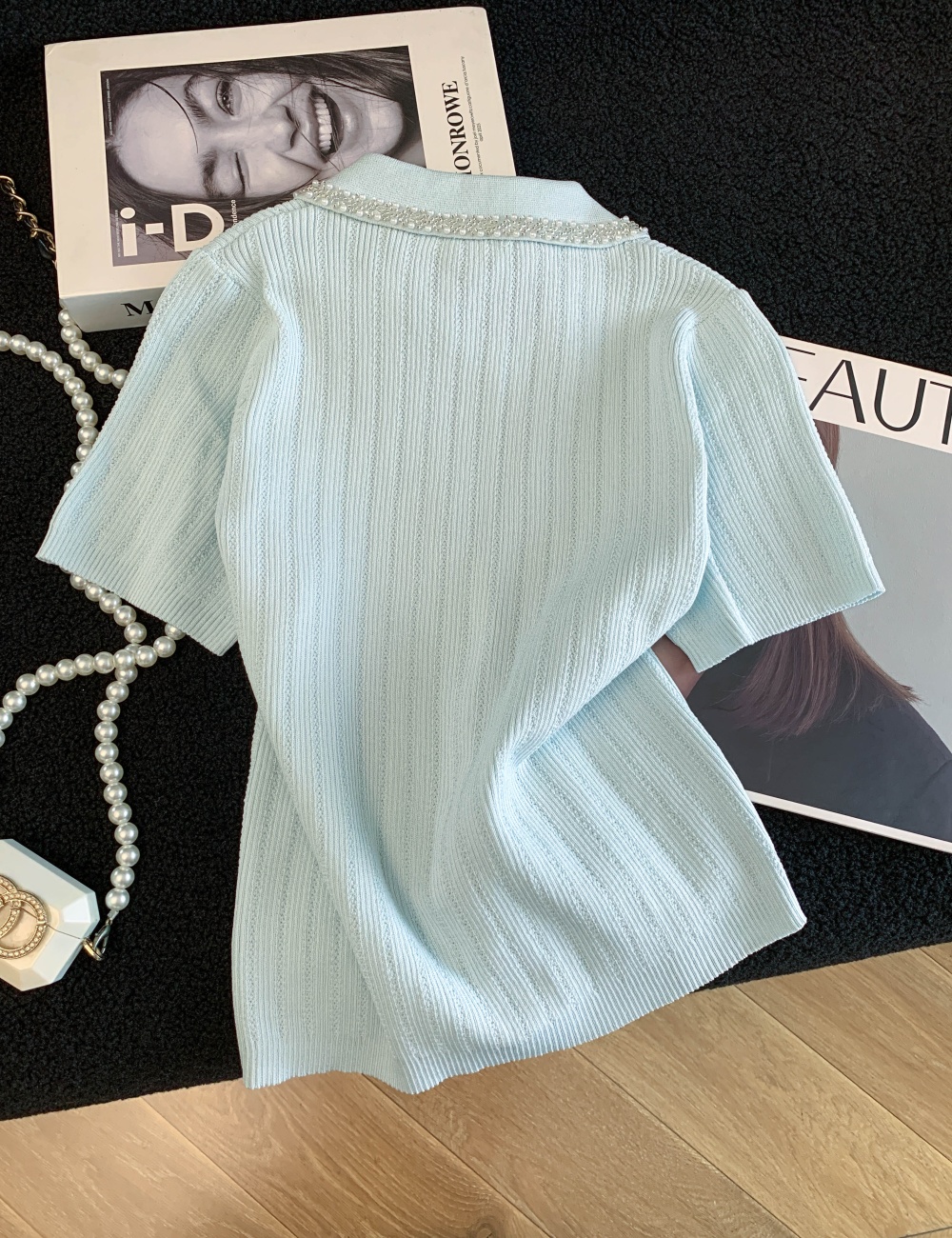 Chanelstyle bow cardigan short sleeve sweater for women