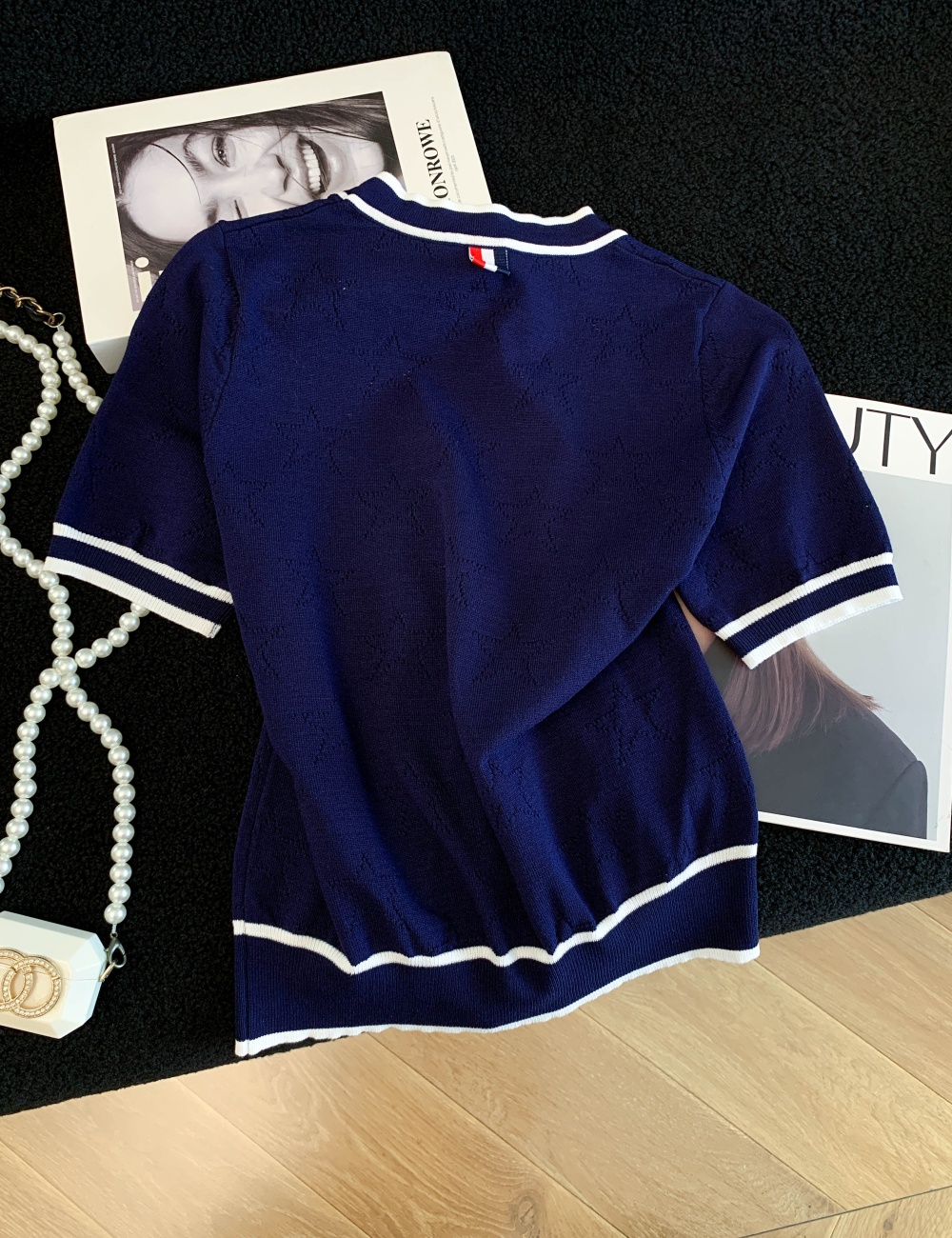 Star lines tops puppy knitted cardigan for women