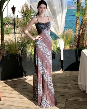 Vacation slim lace floral long dress for women