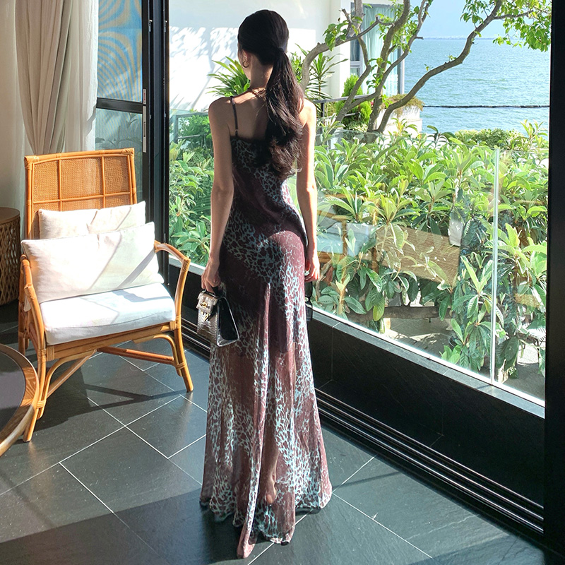 Vacation slim lace floral long dress for women