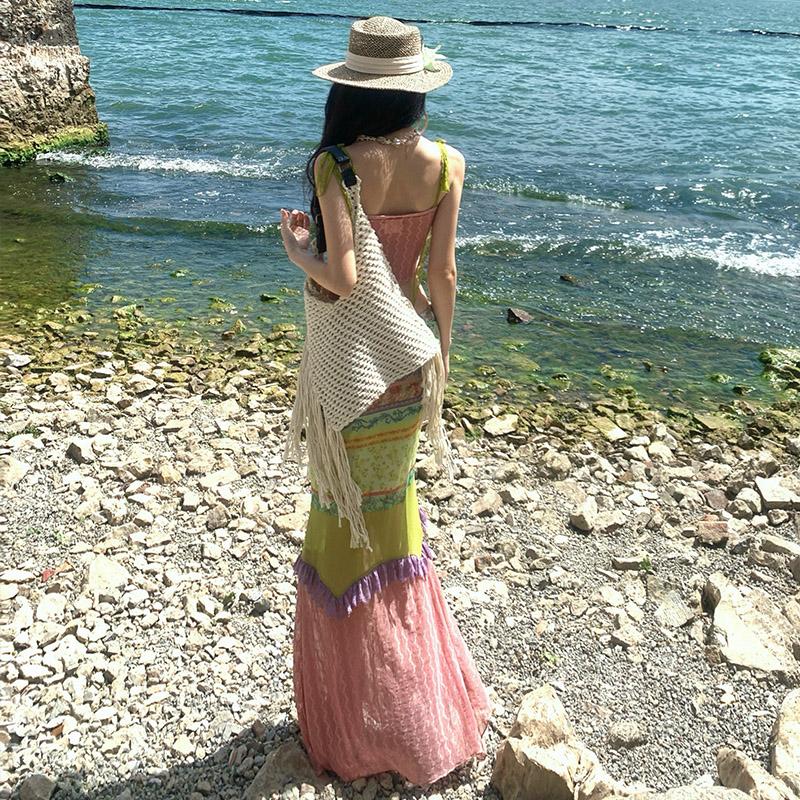 Seaside lace sling splice tops a set for women