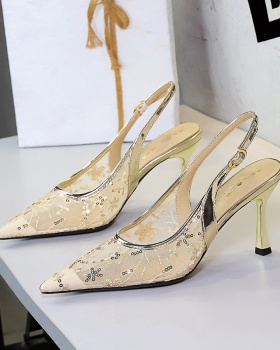Fine-root sequins ornament lace sexy sandals for women