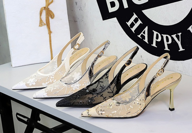 Fine-root sequins ornament lace sexy sandals for women