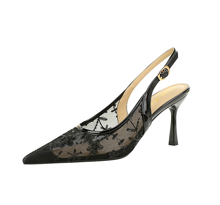 Fine-root sequins ornament lace sexy sandals for women
