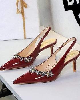 Pointed patent leather stilettos European style sandals