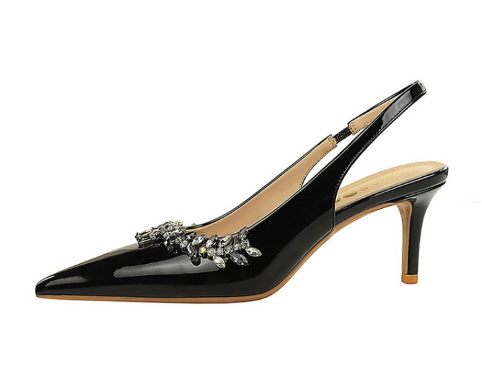 Pointed patent leather stilettos European style sandals