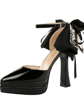 Pointed patent leather sandals double platform for women