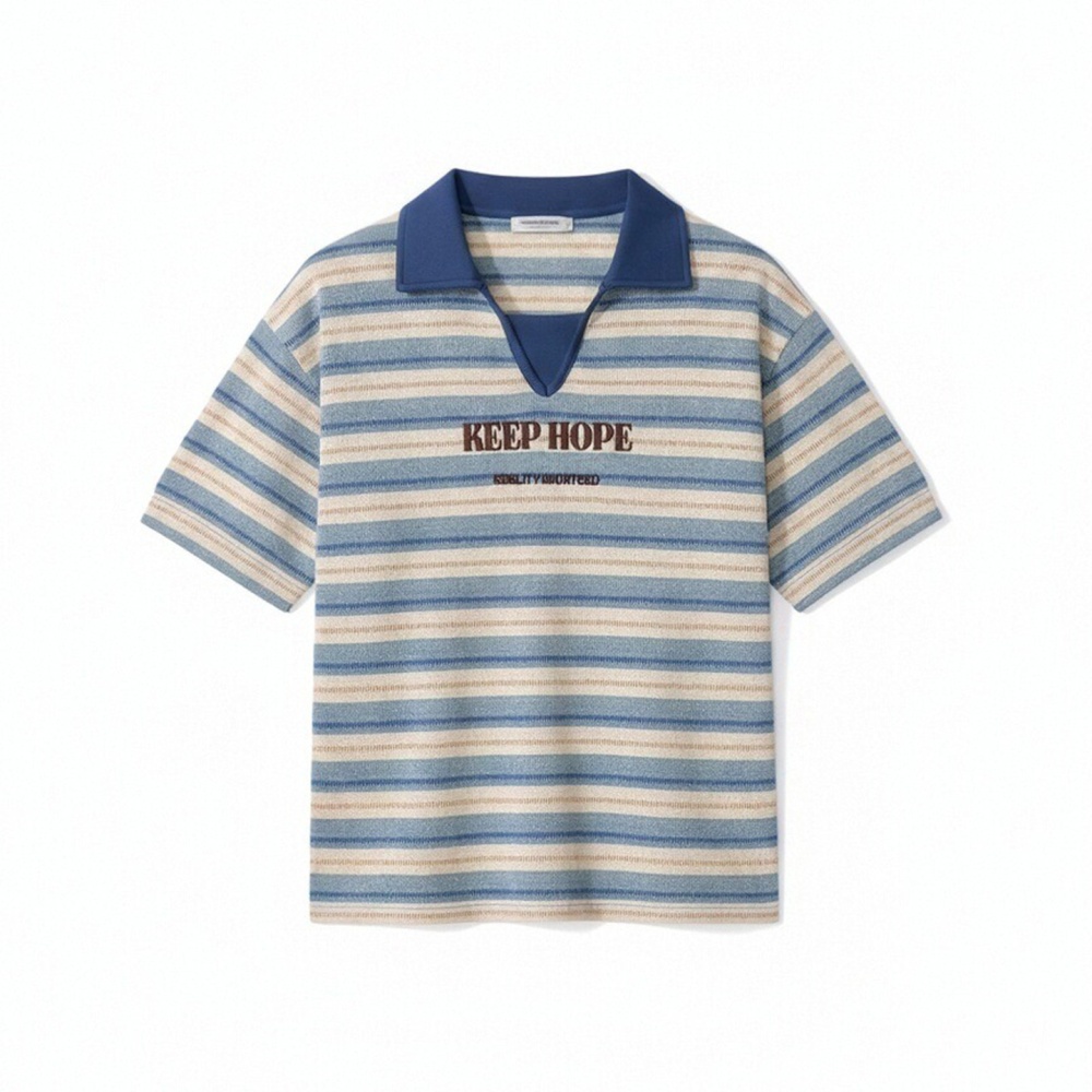 Summer short sleeve shirts stripe loose tops