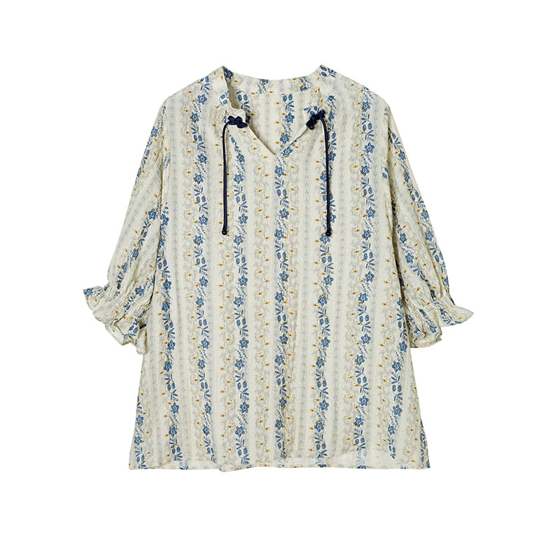 Retro pullover shirt cstand collar summer small shirt