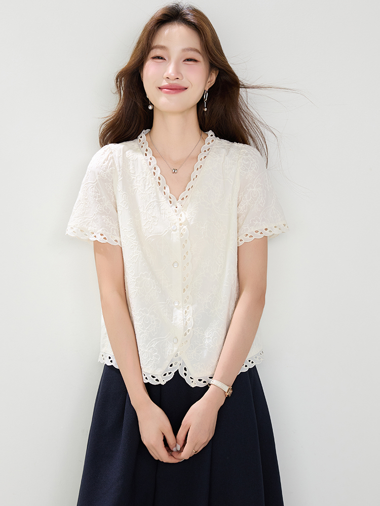 All-match short sleeve shirt relief small shirt