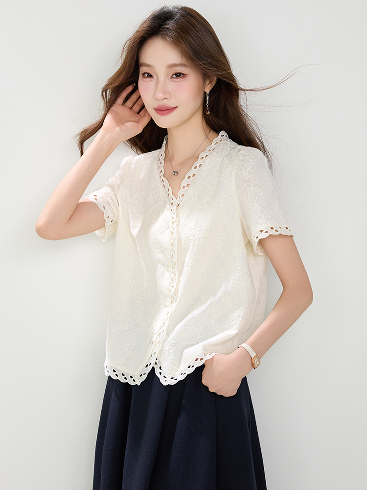 All-match short sleeve shirt relief small shirt