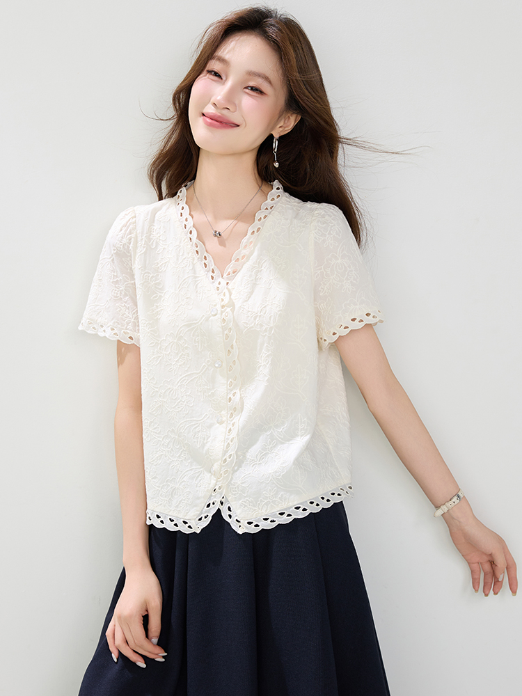 All-match short sleeve shirt relief small shirt