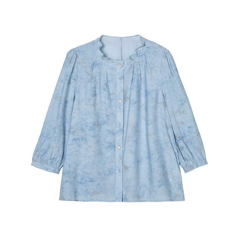 Loose bud collar shirt blooming simple tops for women