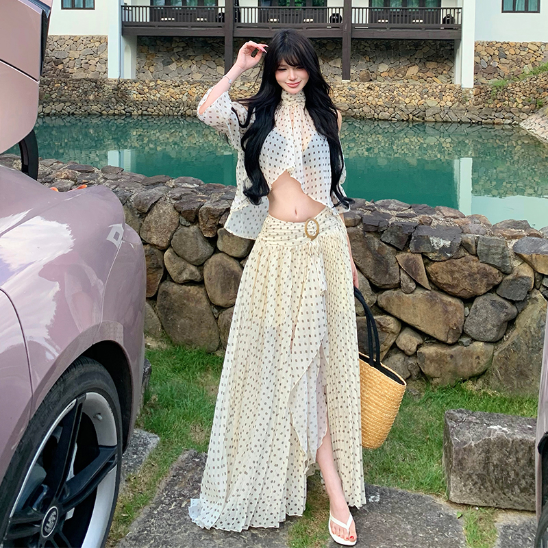 Summer slim tops strapless skirt a set for women