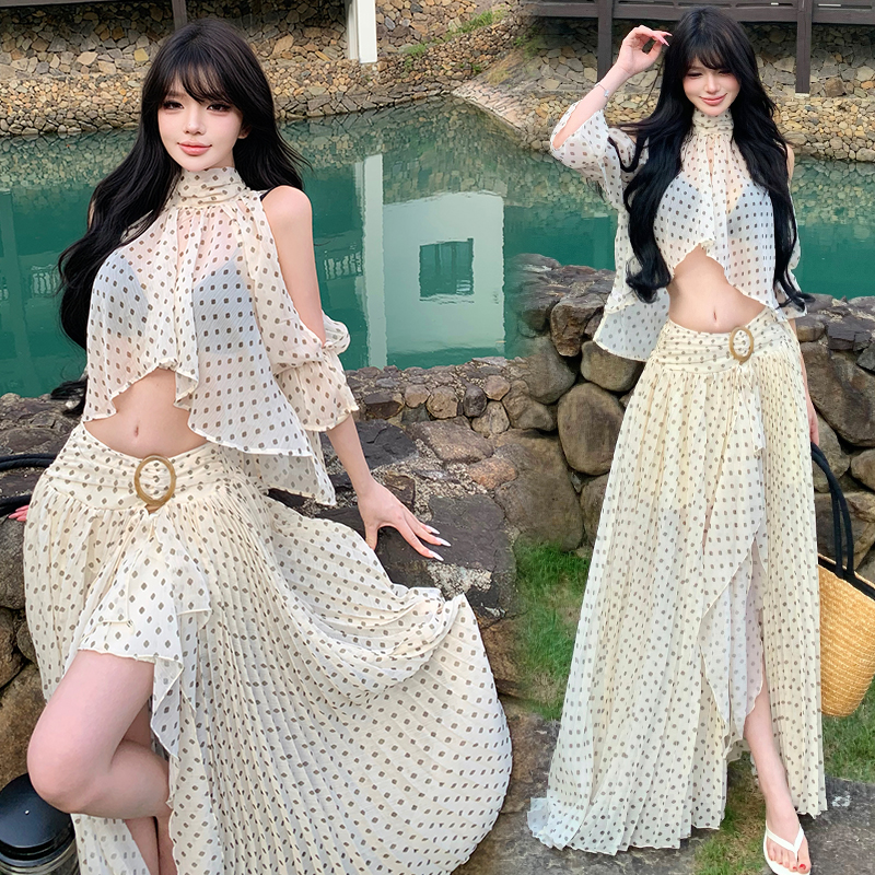 Summer slim tops strapless skirt a set for women