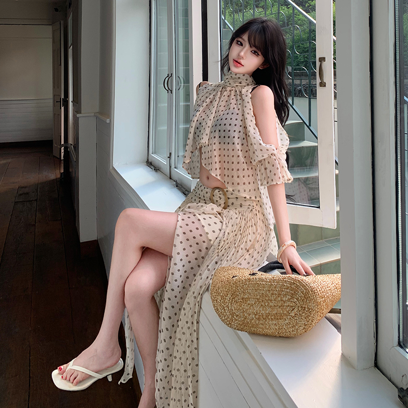 Summer slim tops strapless skirt a set for women