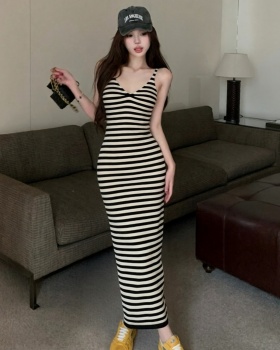 V-neck summer dress sleeveless split long dress