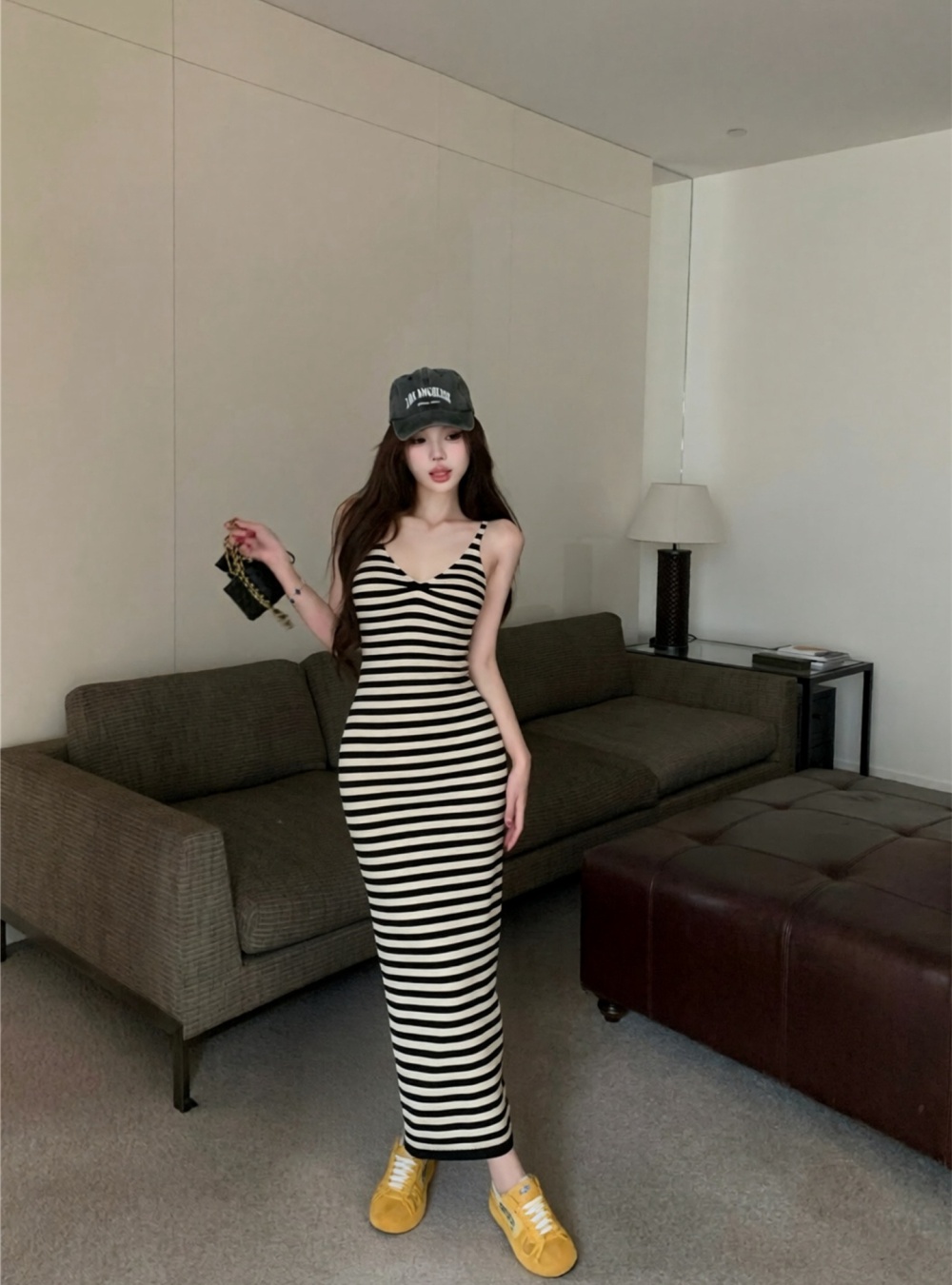 V-neck summer dress sleeveless split long dress