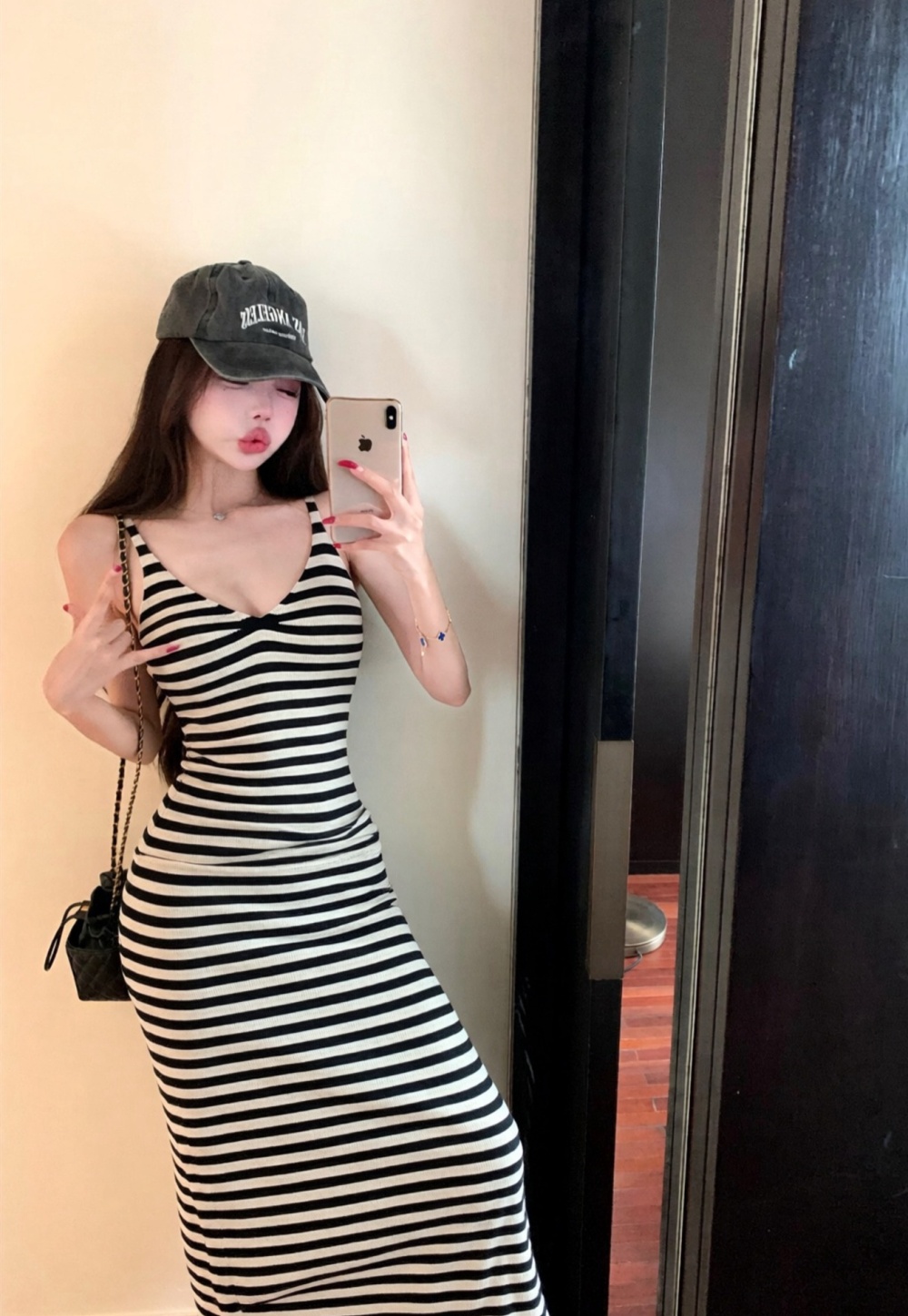 V-neck summer dress sleeveless split long dress