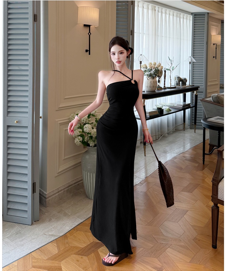 Retro summer long dress France style slim dress for women